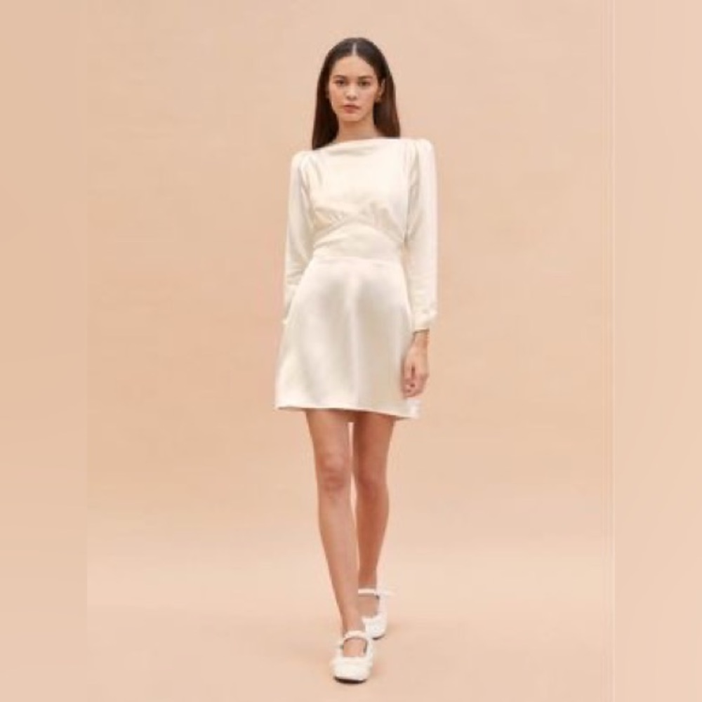 Reformation Rudi Silk Dress in Ivory
